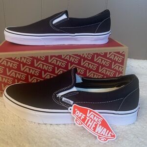 Vans Black and White Slip-On Shoes